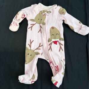 Carter's Light Pink Reindeer Footie